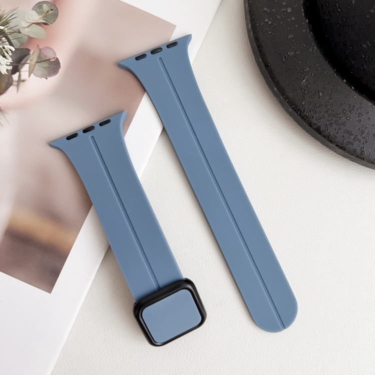 For Apple Watch Series 7 41mm Magnetic Square Buckle Silicone Watch Band(Blue) - 2