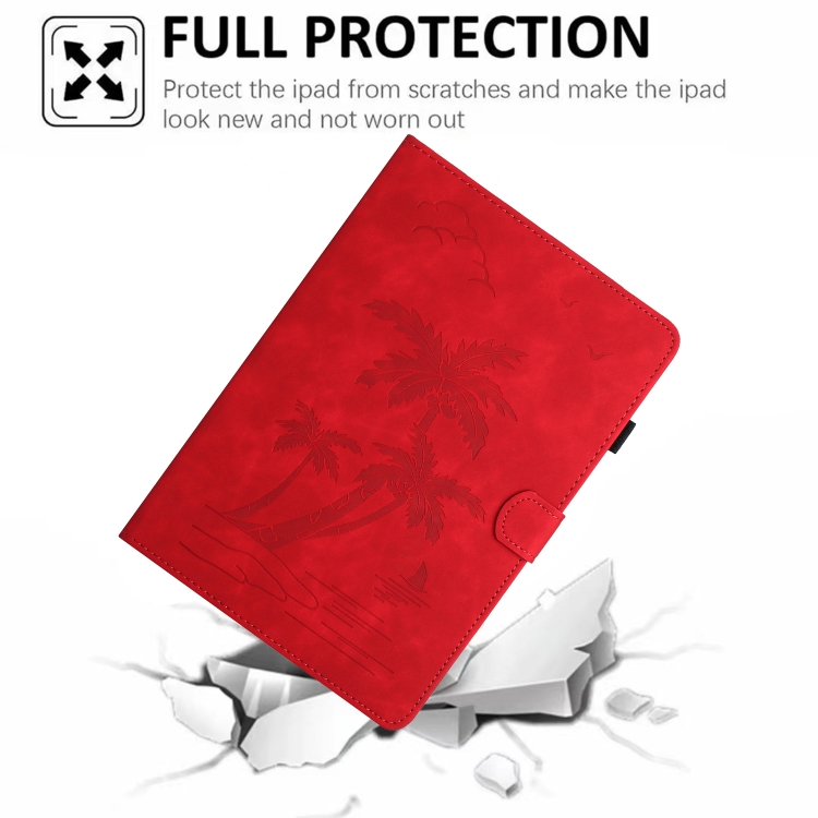 For iPad 10th Gen 10.9 2022 Coconut Tree Embossed Smart Leather Tablet Case(Red) For iPad 10th Gen 10.9 2022 Coconut Tree Embossed Smart Leather Tablet Case(Red)