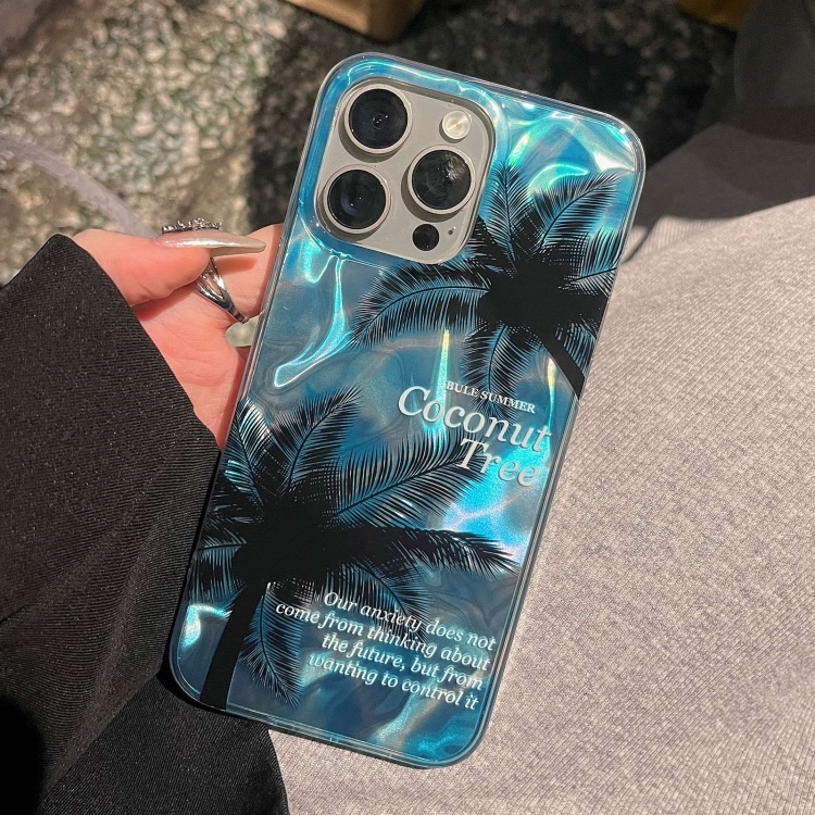 For iPhone 15 Pro Dual-layer Water Rippled Acrylic Hybrid TPU Phone Case(Coconut Tree) For iPhone 15 Pro Dual-layer Water Rippled Acrylic Hybrid TPU Phone Case(Coconut Tree)