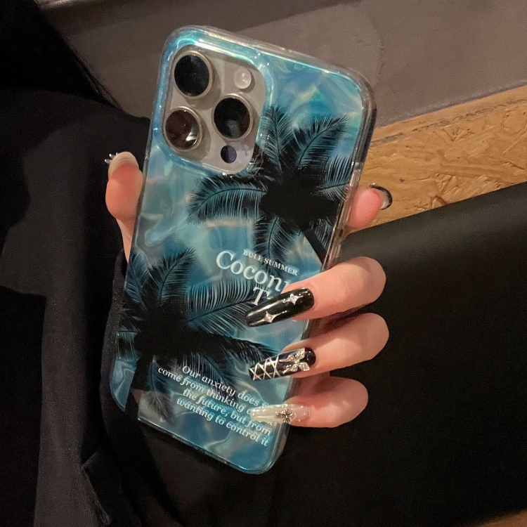 For iPhone 15 Pro Dual-layer Water Rippled Acrylic Hybrid TPU Phone Case(Coconut Tree) For iPhone 15 Pro Dual-layer Water Rippled Acrylic Hybrid TPU Phone Case(Coconut Tree)