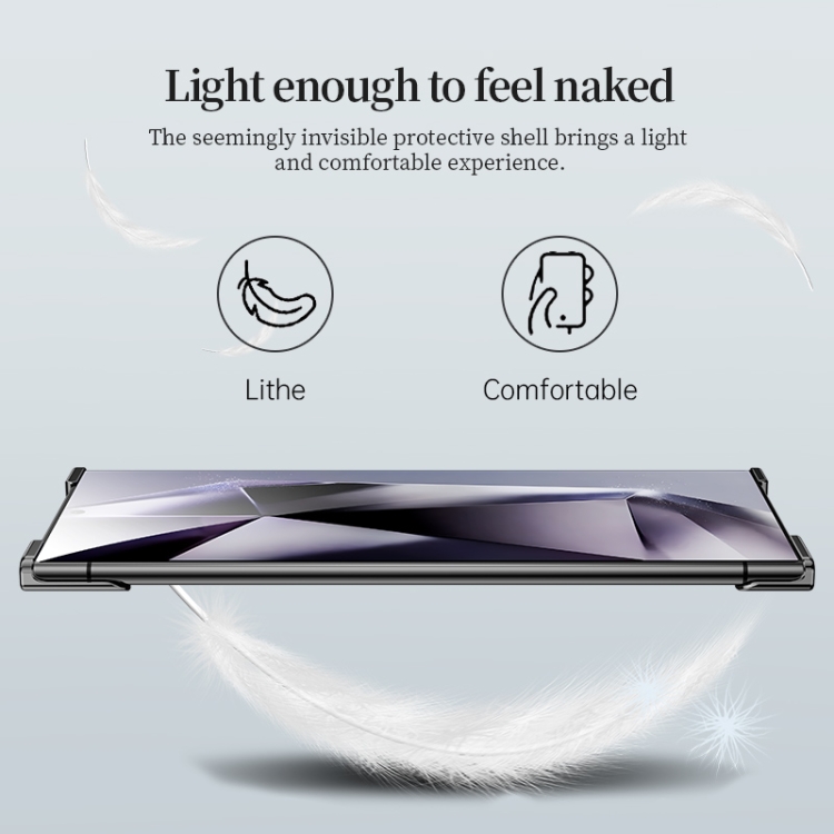 For Samsung Galaxy S23 Ultra 5G Frameless Metal Corner Pad Phone Case with Lens Film(Grey)