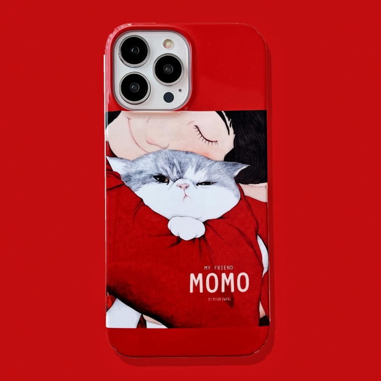 For iPhone 15 Plus Cartoon Film Craft Hard PC Phone Case(Cat) For iPhone 15 Plus Cartoon Film Craft Hard PC Phone Case(Cat)