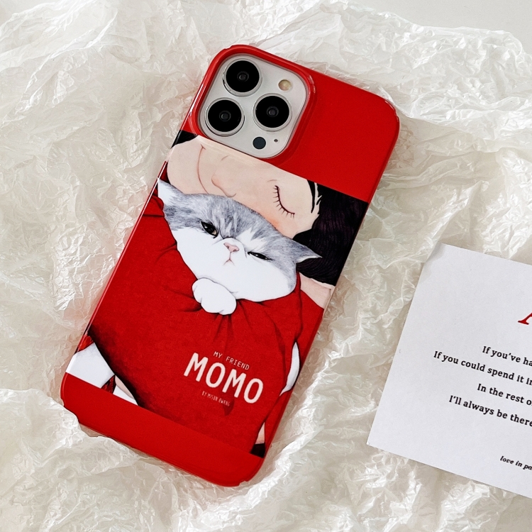 For iPhone 15 Plus Cartoon Film Craft Hard PC Phone Case(Cat) For iPhone 15 Plus Cartoon Film Craft Hard PC Phone Case(Cat)