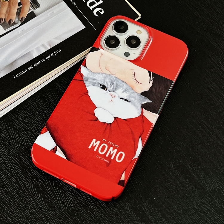 For iPhone 15 Plus Cartoon Film Craft Hard PC Phone Case(Cat) For iPhone 15 Plus Cartoon Film Craft Hard PC Phone Case(Cat)