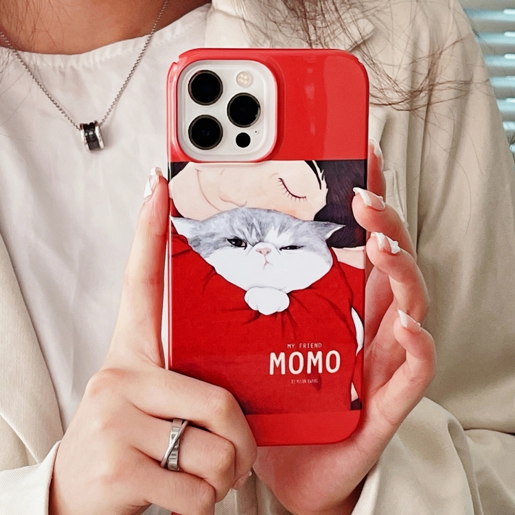 For iPhone 15 Plus Cartoon Film Craft Hard PC Phone Case(Cat) For iPhone 15 Plus Cartoon Film Craft Hard PC Phone Case(Cat)