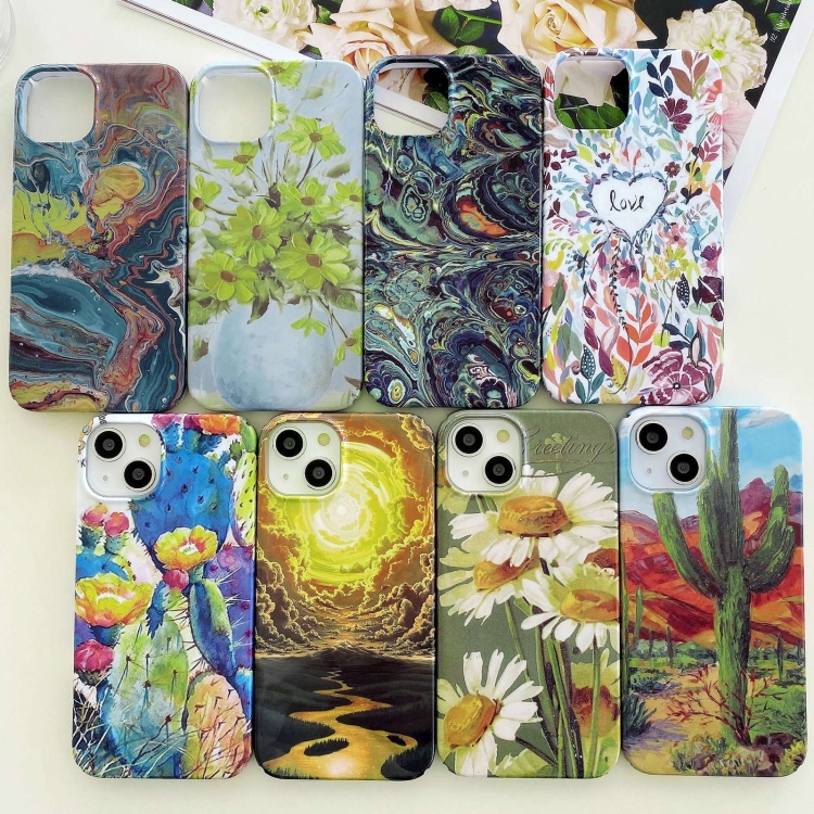 For iPhone 15 Pro Max Varnishing Water Stick PC Phone Case(Small Chrysanthemum) For iPhone 15 Pro Max Varnishing Water Stick PC Phone Case(Small Chrysanthemum)