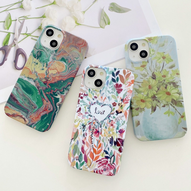 For iPhone 15 Pro Max Varnishing Water Stick PC Phone Case(Small Chrysanthemum) For iPhone 15 Pro Max Varnishing Water Stick PC Phone Case(Small Chrysanthemum)
