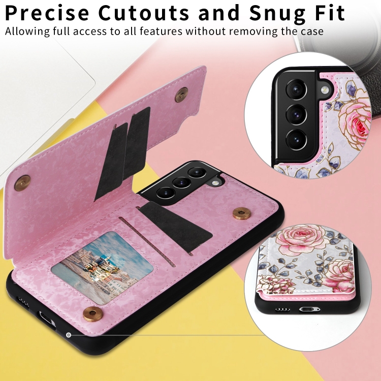 For Samsung Galaxy S21 5G Printed Double Buckle RFID Anti-theft Phone Case(Pastoral Rose) For Samsung Galaxy S21 5G Printed Double Buckle RFID Anti-theft Phone Case(Pastoral Rose)