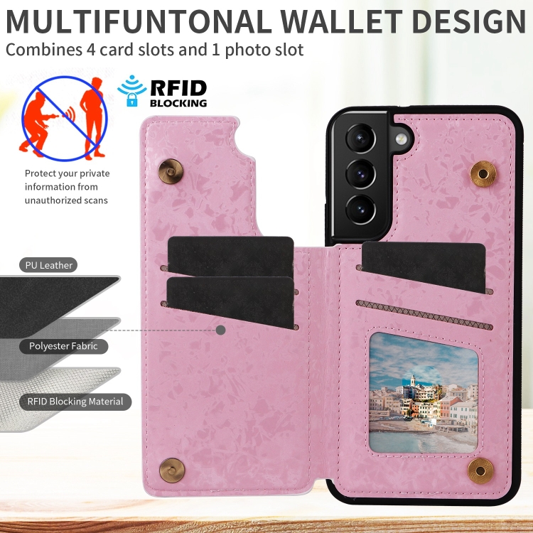 For Samsung Galaxy S21 5G Printed Double Buckle RFID Anti-theft Phone Case(Pastoral Rose) For Samsung Galaxy S21 5G Printed Double Buckle RFID Anti-theft Phone Case(Pastoral Rose)