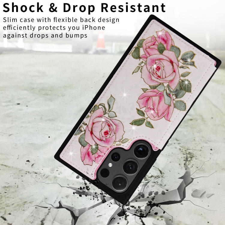For Samsung Galaxy S24 Ultra 5G Printed Double Buckle RFID Anti-theft Phone Case(Rose) For Samsung Galaxy S24 Ultra 5G Printed Double Buckle RFID Anti-theft Phone Case(Rose)