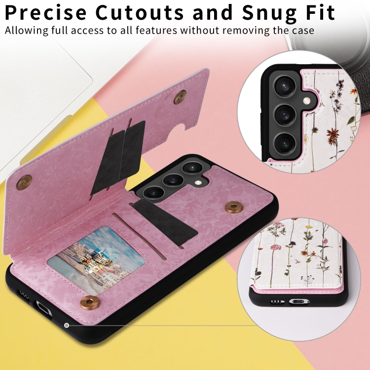For Samsung Galaxy S24 FE 5G Printed Double Buckle RFID Anti-theft Phone Case(Dried Flower World) For Samsung Galaxy S24 FE 5G Printed Double Buckle RFID Anti-theft Phone Case(Dried Flower World)