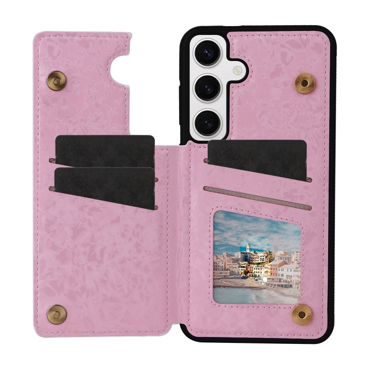 For Samsung Galaxy S25 5G Printed Double Buckle RFID Anti-theft Phone Case(Pastoral Rose) For Samsung Galaxy S25 5G Printed Double Buckle RFID Anti-theft Phone Case(Pastoral Rose)