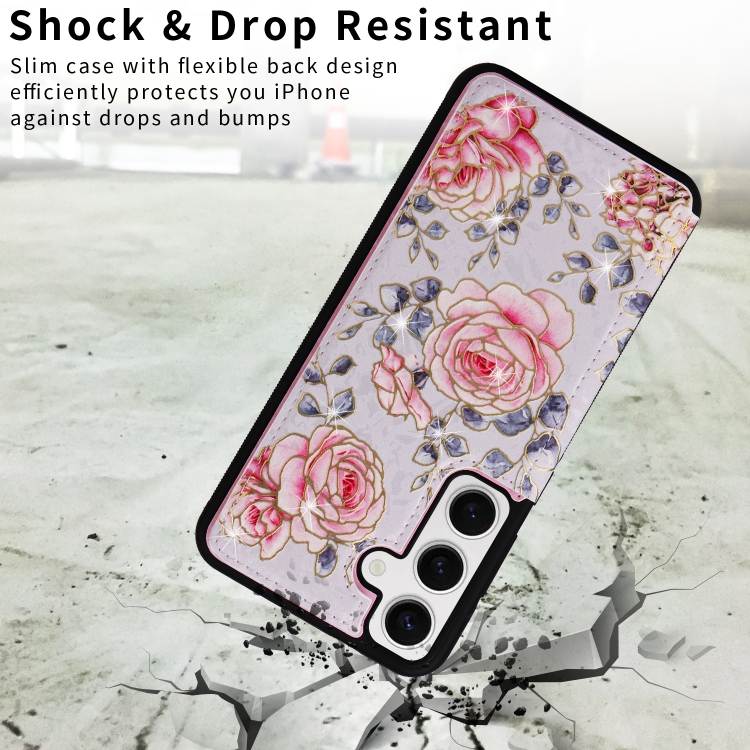 For Samsung Galaxy S25 5G Printed Double Buckle RFID Anti-theft Phone Case(Pastoral Rose) For Samsung Galaxy S25 5G Printed Double Buckle RFID Anti-theft Phone Case(Pastoral Rose)