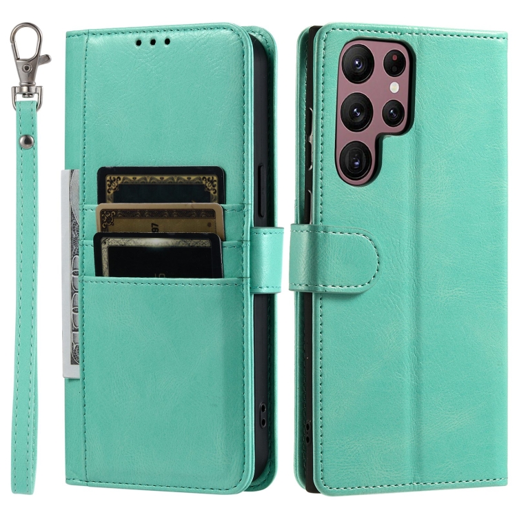 For Samsung Galaxy S22 Ultra 5G Simple 6-Card Wallet Leather Phone Case(Green) For Samsung Galaxy S22 Ultra 5G Simple 6-Card Wallet Leather Phone Case(Green)