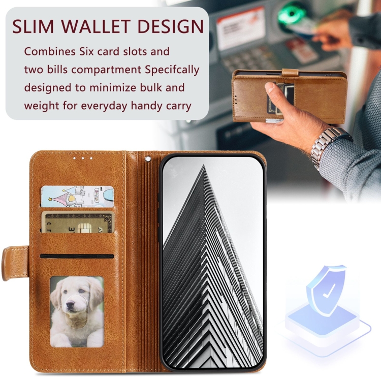 For Samsung Galaxy S22 5G Simple 6-Card Wallet Leather Phone Case(Brown)