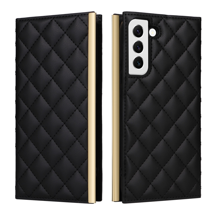 For Samsung Galaxy S21+ 5G Crossbody Rhombic Sucker Leather Phone Case(Black) For Samsung Galaxy S21+ 5G Crossbody Rhombic Sucker Leather Phone Case(Black)