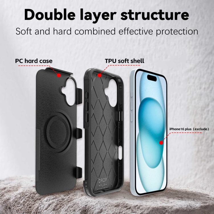 For iPhone 16 Plus RedPepper Armor Magsafe PC Hybrid TPU Phone Case(Black) For iPhone 16 Plus RedPepper Armor Magsafe PC Hybrid TPU Phone Case(Black)