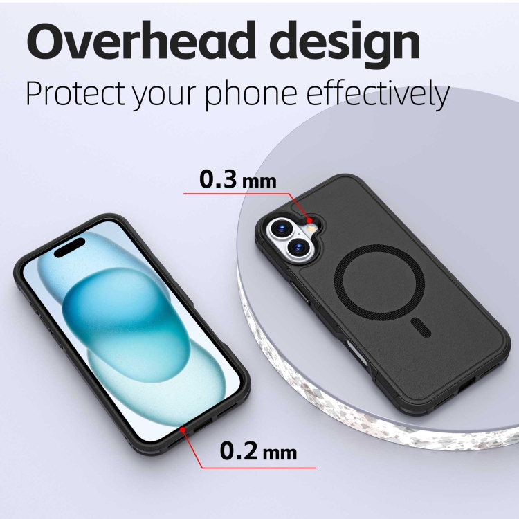 For iPhone 16 Plus RedPepper Armor Magsafe PC Hybrid TPU Phone Case(Black) For iPhone 16 Plus RedPepper Armor Magsafe PC Hybrid TPU Phone Case(Black)