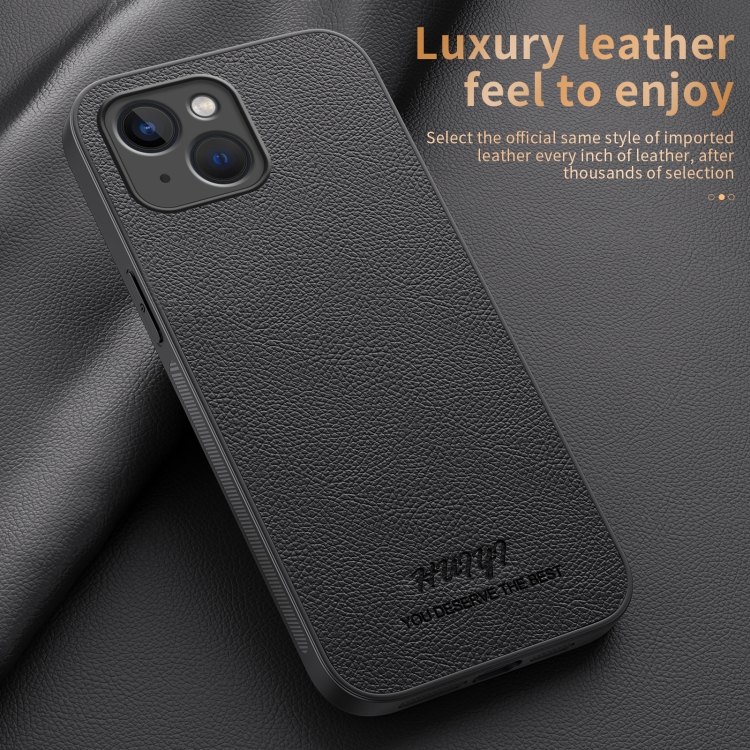 For iPhone 15 HUIYI Leather Magnetic Phone Case(Grey) For iPhone 15 HUIYI Leather Magnetic Phone Case(Grey)