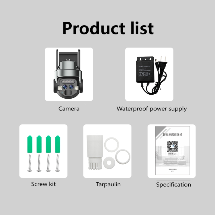 Q820 6MP 10X Binocular Zoom Dual Light Source Outdoor IP67 Waterproof WiFi Camera(US Plug) - B16