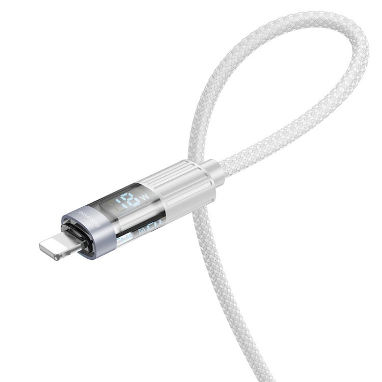 BOROFONE BU46 1.2m 2.4A USB to 8 Pin Basic Charging Data Cable with Display(Grey) BOROFONE BU46 1.2m 2.4A USB to 8 Pin Basic Charging Data Cable with Display(Grey)
