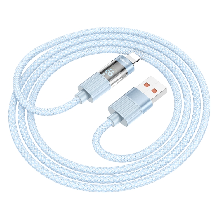 BOROFONE BU46 1.2m 2.4A USB to 8 Pin Basic Charging Data Cable with Display(Grey) BOROFONE BU46 1.2m 2.4A USB to 8 Pin Basic Charging Data Cable with Display(Grey)