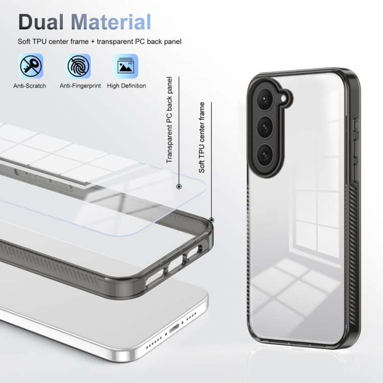 For Samsung Galaxy S23 5G 2.5mm Anti-slip Clear Acrylic Hybrid TPU Phone Case(Black) For Samsung Galaxy S23 5G 2.5mm Anti-slip Clear Acrylic Hybrid TPU Phone Case(Black)