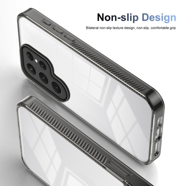 For Samsung Galaxy S23 Ultra 5G 2.5mm Anti-slip Clear Acrylic Hybrid TPU Phone Case(Black)
