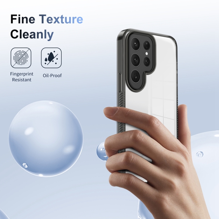 For Samsung Galaxy S23 Ultra 5G 2.5mm Anti-slip Clear Acrylic Hybrid TPU Phone Case(Black)
