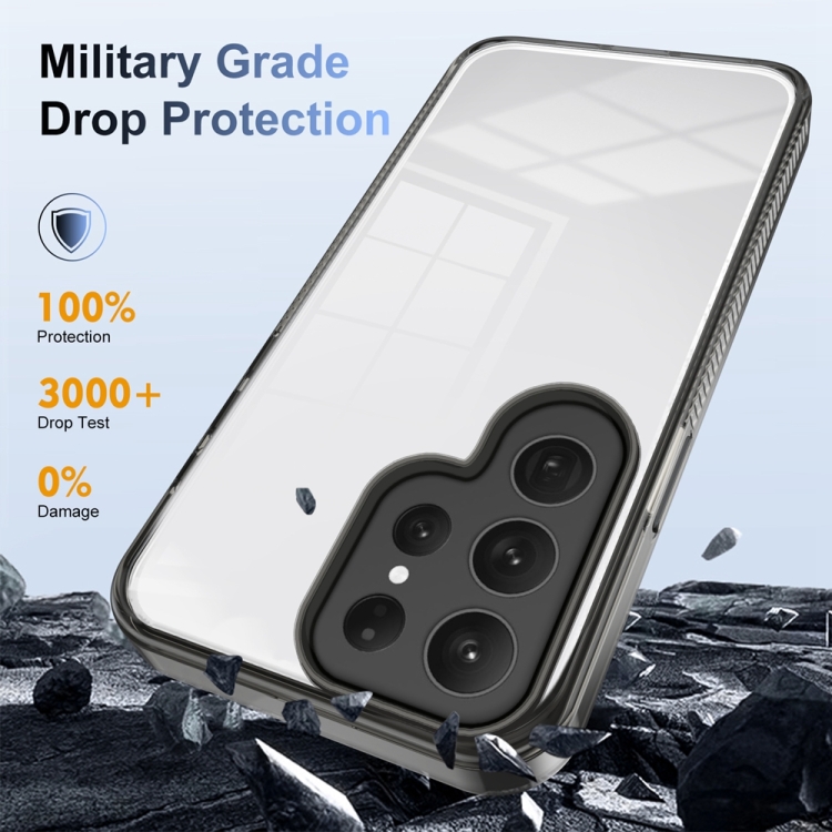 For Samsung Galaxy S23 Ultra 5G 2.5mm Anti-slip Clear Acrylic Hybrid TPU Phone Case(Black)