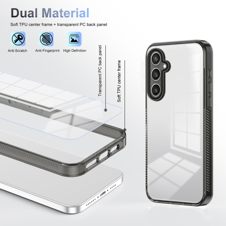 For Samsung Galaxy S23 FE 5G 2.5mm Anti-slip Clear Acrylic Hybrid TPU Phone Case(Black) For Samsung Galaxy S23 FE 5G 2.5mm Anti-slip Clear Acrylic Hybrid TPU Phone Case(Black)