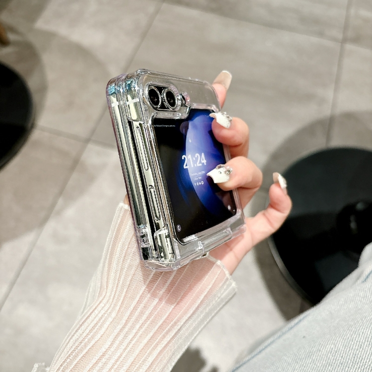 For Samsung Galaxy Z Flip6 Electroplating Feather Glitter Paper 3D Camellia Full Coverage Phone Case with Hand Strap(Grey) For Samsung Galaxy Z Flip6 Electroplating Feather Glitter Paper 3D Camellia Full Coverage Phone Case with Hand Strap(Grey)