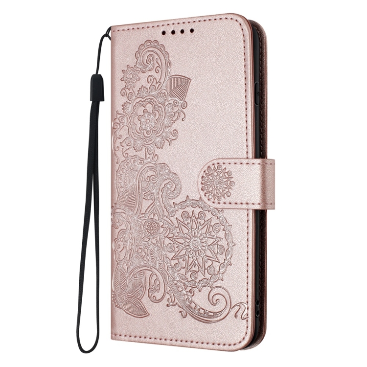 For iPhone 16 Pro Datura Flower Embossed Flip Leather Phone Case(Rose Gold) For iPhone 16 Pro Datura Flower Embossed Flip Leather Phone Case(Rose Gold)