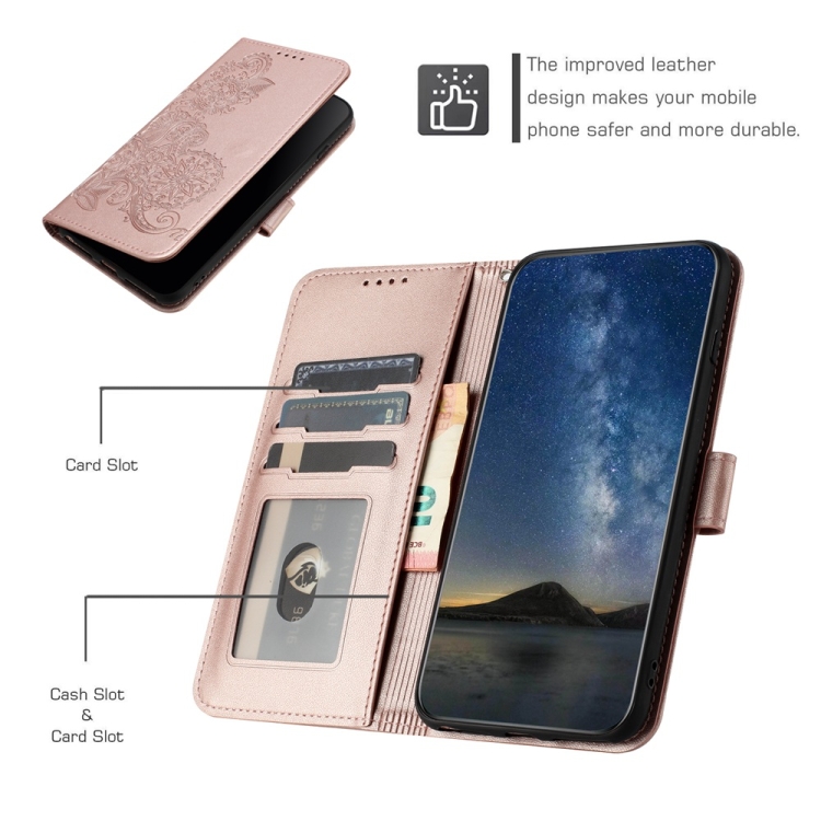 For iPhone 16 Pro Datura Flower Embossed Flip Leather Phone Case(Rose Gold) For iPhone 16 Pro Datura Flower Embossed Flip Leather Phone Case(Rose Gold)