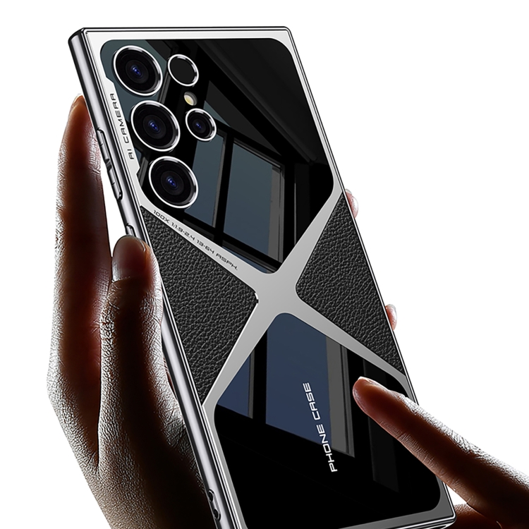For Samsung Galaxy S23 Ultra GKK Leather Electroplating Supersonic Speed Shockproof Phone Case(Carbon Fibre)