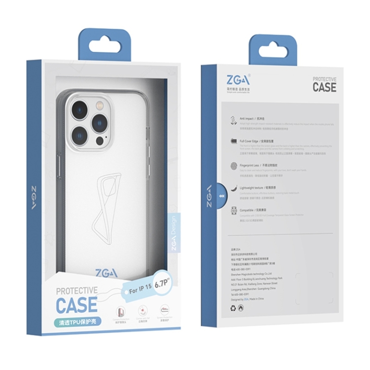 For iPhone 15 Pro Max ZGA Clear TPU Shockproof Phone Case(Transparent) For iPhone 15 Pro Max ZGA Clear TPU Shockproof Phone Case(Transparent)