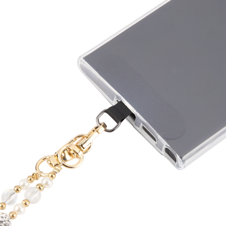 Mobile Phone Anti-lost Long Chain Flash Diamond Pearl Crossbody Lanyard(Black) Mobile Phone Anti-lost Long Chain Flash Diamond Pearl Crossbody Lanyard(Black)