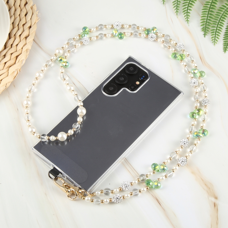 Mobile Phone Anti-lost Long Chain Flash Diamond Pearl Crossbody Lanyard(Black) Mobile Phone Anti-lost Long Chain Flash Diamond Pearl Crossbody Lanyard(Black)