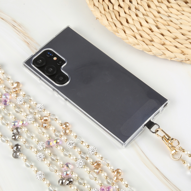 Mobile Phone Anti-lost Long Chain Flash Diamond Pearl Crossbody Lanyard(Black) Mobile Phone Anti-lost Long Chain Flash Diamond Pearl Crossbody Lanyard(Black)