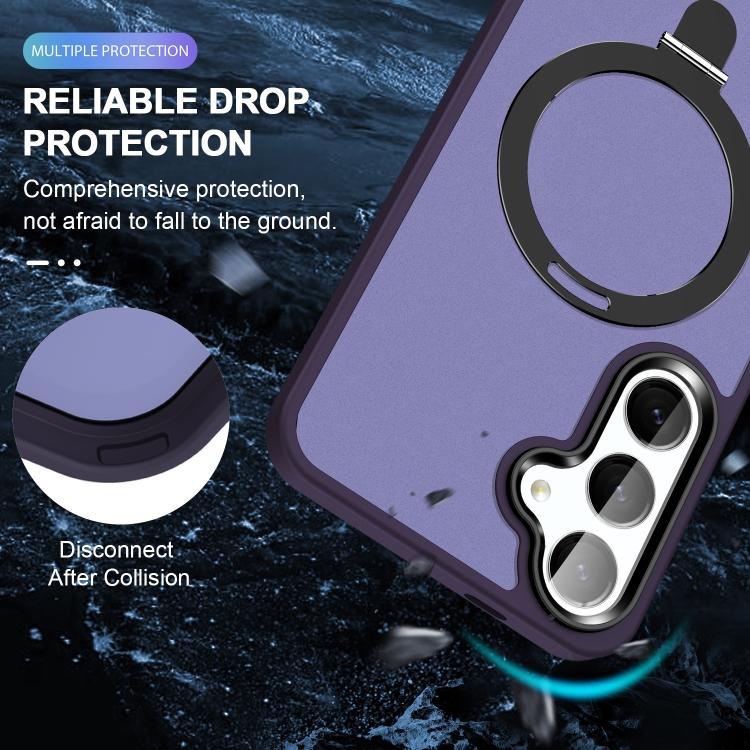 For Samsung Galaxy S23 5G MagSafe Holder Skin-feel PC Hybrid TPU Phone Case(Dark Purple) For Samsung Galaxy S23 5G MagSafe Holder Skin-feel PC Hybrid TPU Phone Case(Dark Purple)