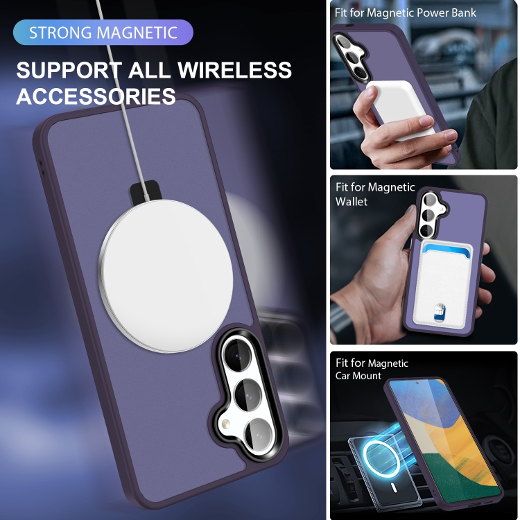 For Samsung Galaxy S23 5G MagSafe Holder Skin-feel PC Hybrid TPU Phone Case(Dark Purple) For Samsung Galaxy S23 5G MagSafe Holder Skin-feel PC Hybrid TPU Phone Case(Dark Purple)