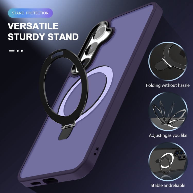 For Samsung Galaxy S23 5G MagSafe Holder Skin-feel PC Hybrid TPU Phone Case(Dark Purple) For Samsung Galaxy S23 5G MagSafe Holder Skin-feel PC Hybrid TPU Phone Case(Dark Purple)