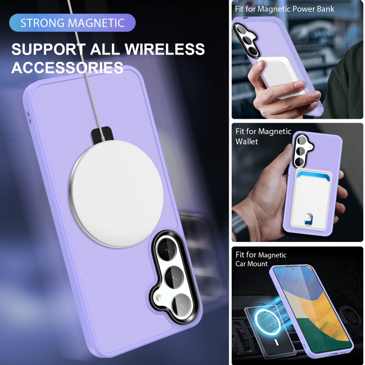 For Samsung Galaxy S23+ 5G MagSafe Holder Skin-feel PC Hybrid TPU Phone Case(Light Purple) For Samsung Galaxy S23+ 5G MagSafe Holder Skin-feel PC Hybrid TPU Phone Case(Light Purple)