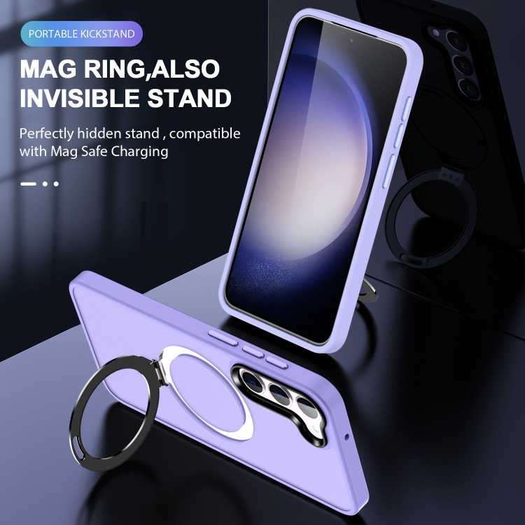 For Samsung Galaxy S23+ 5G MagSafe Holder Skin-feel PC Hybrid TPU Phone Case(Light Purple) For Samsung Galaxy S23+ 5G MagSafe Holder Skin-feel PC Hybrid TPU Phone Case(Light Purple)