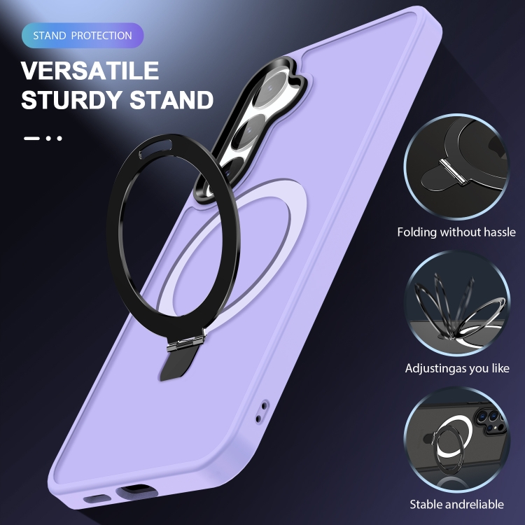 For Samsung Galaxy S23+ 5G MagSafe Holder Skin-feel PC Hybrid TPU Phone Case(Light Purple) For Samsung Galaxy S23+ 5G MagSafe Holder Skin-feel PC Hybrid TPU Phone Case(Light Purple)