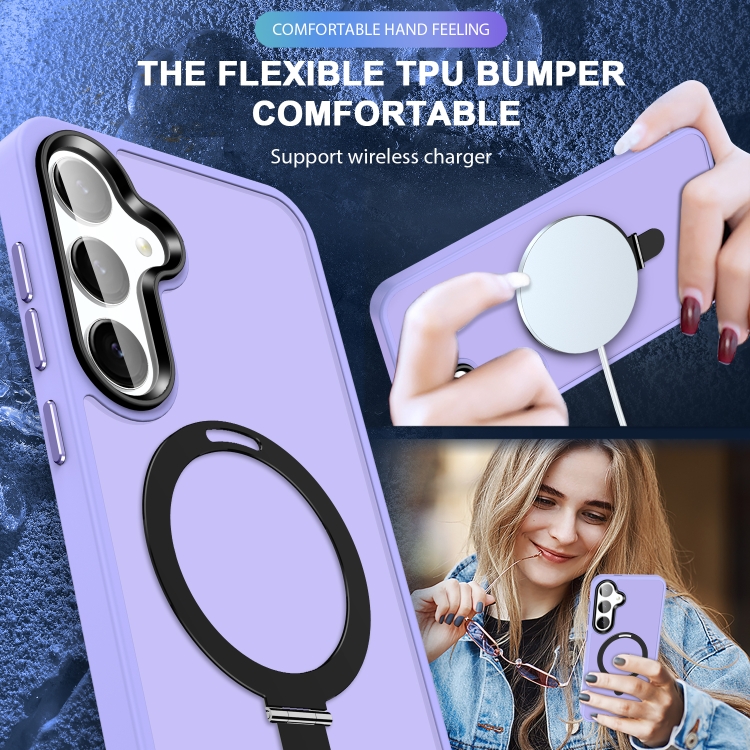 For Samsung Galaxy S23+ 5G MagSafe Holder Skin-feel PC Hybrid TPU Phone Case(Light Purple) For Samsung Galaxy S23+ 5G MagSafe Holder Skin-feel PC Hybrid TPU Phone Case(Light Purple)