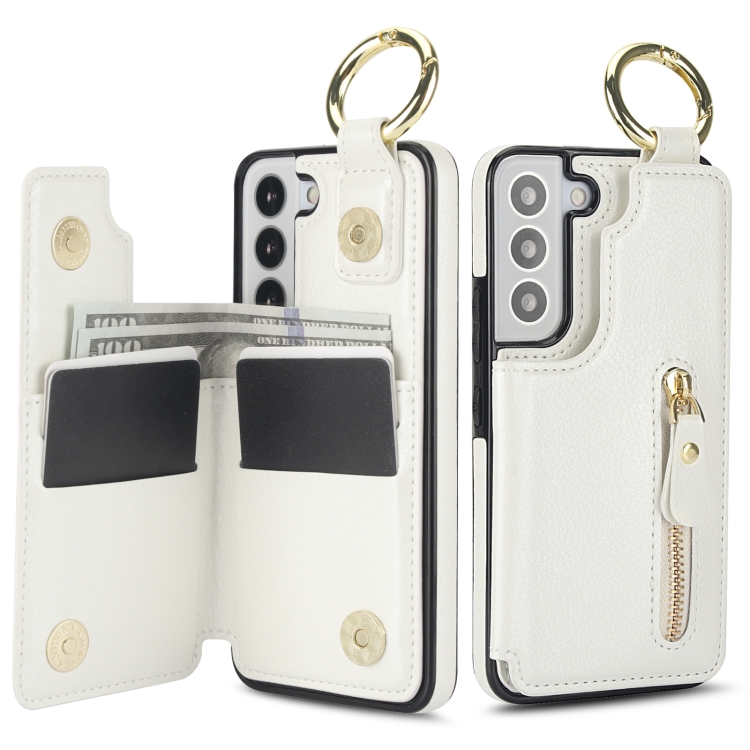 For Samsung Galaxy S22 5G Litchi Texture Zipper Double Buckle Card Bag Phone Case(White) For Samsung Galaxy S22 5G Litchi Texture Zipper Double Buckle Card Bag Phone Case(White)