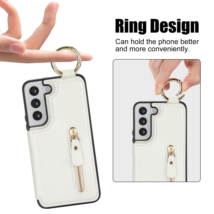 For Samsung Galaxy S22 5G Litchi Texture Zipper Double Buckle Card Bag Phone Case(White) For Samsung Galaxy S22 5G Litchi Texture Zipper Double Buckle Card Bag Phone Case(White)