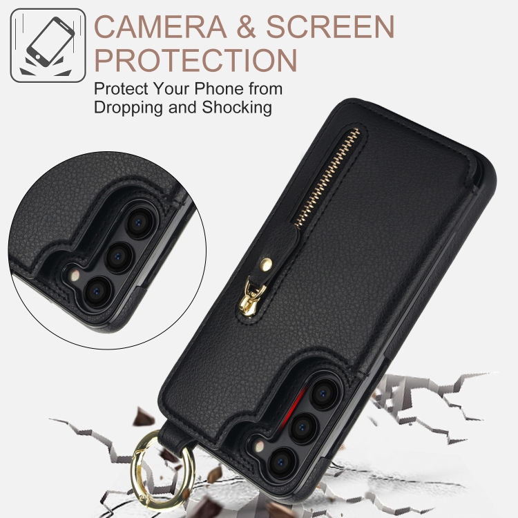 For Samsung Galaxy S23+ 5G Litchi Texture Zipper Double Buckle Card Bag Phone Case(Black) For Samsung Galaxy S23+ 5G Litchi Texture Zipper Double Buckle Card Bag Phone Case(Black)
