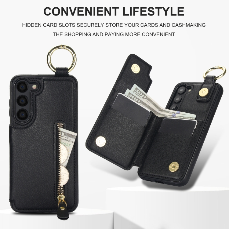 For Samsung Galaxy S23+ 5G Litchi Texture Zipper Double Buckle Card Bag Phone Case(Black) For Samsung Galaxy S23+ 5G Litchi Texture Zipper Double Buckle Card Bag Phone Case(Black)